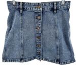 Forever 21 Denim Skirt Mini Jean Straight Medium Wash Button Down Blue Small Photo 1