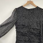 VICI  Polka Dot Ruched Mini Dress Long Puff Sleeve Black White NEW Womens Medium Photo 3