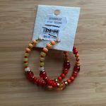 Free People Panama Acrylic Glass Stone Beaded Hoops - Desert/Red - NWT Photo 3