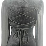 White Fox Boutique White Fox Size Small  Top Blouse Long Sleeve Black Back Tie Open Sexy Photo 5