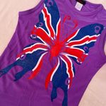 Y2K Purple Butterfly Union Jack Graphic Tank Top Size M Photo 2