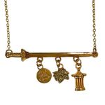 Disney Mulan Faux Gold Sword Charm Chain Adjustable Necklace Photo 1