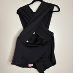 Pretty Little Thing Plus Black Woven Cross Over Zip Front Bodysuit Top Size 26 Photo 2