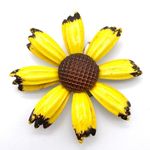 Vintage enamel sunflower brooch pin VTG‎ Yellow Photo 0