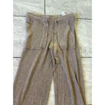 Splendid  Ribbed Knit Lounge Pants Wide Leg Drawstring Beige Small Photo 1