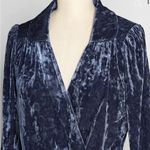Modcloth  Peak of Chic Crushed Velvet Top Faux Wrap Puff Sleeve Blue S Photo 2