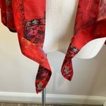 Chico's Chico’s 100% Silk Front Tie Kimono Jacket Size 2 L/12 NWT Boho Art Print Photo 5