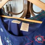 Vintage Embroidered Snowflakes Jumper Dress Blue Size L Photo 2