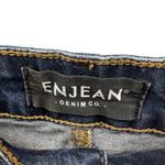 Enjean Button Fly 10 Inch Rise Distressed Cuffed Stretch Blue Jean Shorts M Size M Photo 9
