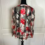 VTG 100% SILK RED & BLACK ABSTRACT SHEER BLOUSE Photo 1