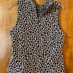 Akemi + Kin Anthropologie  Top Sleeveless Leopard Burgundy White Metallic Medium Photo 0