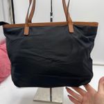 Michael Kors  Black Nylon Tote Bag Brown Trim Gold Hardware Travel Shopper Photo 3