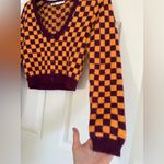 ZARA Blogger Wool Blend Jacquard Knit Checkered Cropped Cardigan Sweater Size S Photo 4