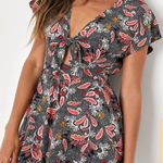 Lulus NWT Dondi Navy Blue Floral Romper Size Medium Photo 0