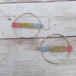 Vintage Earrings For Pierced Ears Large with Multi Colored Beads Photo 3