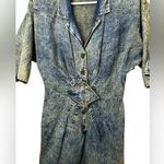 Champagne West Vintage 80s 90s Acid Wash Denim Dolman Dress USA Size 13/14 Blue Photo 2