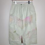 Vtg Shanna Leather Laser Cut Floral Winter‎ White Pastel Pencil Midi Skirt Sz M Pink Size M Photo 3