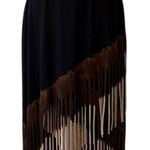 None Western Black Brown Ombre Fringe High Low Jersey Skirt Strapless Dress Size XL Photo 0