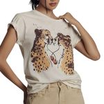 LETLUV for Anthropologie Cheetah Graphic Tee, Size XXS, New without Tag SOO White Photo 3