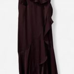EXPRESS deep purple eggplant hi-lo wrap maxi dress with ruffle details and adjustable straps — Size XS Photo 4