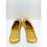 Sam Edelman Slipper Mules 6.5 Gold Slip On Round Toe Woven Satin Finish Shoes Photo 6