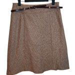 Ann Taylor  Tan Wool Leather Belted A-Line Skirt Photo 0
