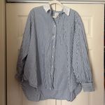 GAP X Doen Organic Cotton Eyelet Big Shirt Oversized Striped | Size XL White Photo 2