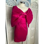 AOMEI Fuchsia Satin Bow Dress Statement Off Shoulder Cocktail Party Mini M Pink Size M Photo 2