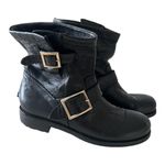 Jimmy Choo Black Leather Moto Biker Boots Size 37 Photo 4