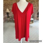 Eloquii  Top Tunic Knit V-Neck Red Cap Sleeve 14/16 Casual Work Holiday Party Photo 1