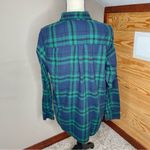 Old Navy The Classic Shirt Button Up Flannel Blue Green Plaid Large Photo 2