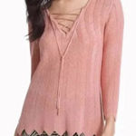 White House | Black Market WHBM‎ Lace Up Metallic Sweater Size Medium EUC Photo 0