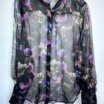 Equipment New Dark Floral Print 100% Silk Shirt Long Sleeved Md-Long Blouses Lg Photo 0