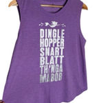 Disney  Little Mermaid Tank Top Size Large Purple Silver Dingle Hopper Back Knot Photo 0