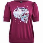 Torrid French Terry Short Sleeve Purple Skull Lightweight Sweatshirt 5X Photo 4