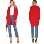 Lovers + Friends Cardigan Ribbed Sweater Red Size Small Heavy knit Midi Pockets Photo 1