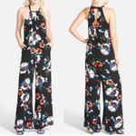 ASTR  the Label Black Floral Jumpsuit Sleeveless Halter Wide Leg Jumper pants xs Photo 1