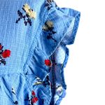 Free People Sundown Print Tunic Mini Dress M Allure Blue Combo Floral Button Tie Photo 4