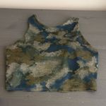 Athleta Conscious Crop Bra in the Topiary Abstract Camo Olive print Size S Photo 3