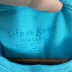 Life is Good  Vintage Floral‎ Graphic T-Shirt Top - Women's Small Bright Blue Photo 2