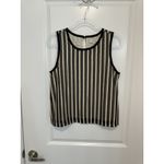 Loft  Black Cream Striped Textured Sleeveless Top & Midi Skirt Matching Set 10 M Photo 1