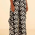 Farm Rio Geo Toucan High-Rise Wide Leg Utility Black & White Pocket Pants Sz S/M Photo 0