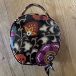 Vera Bradley  Cosmetic Round Hatbox Retired Suzani Waterproof Floral Brown Black Photo 1