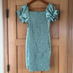 HYFVE  Milkmaid Thigh Slit Smocked Back Ruffle Satin Mini Dress size Large​​ Photo 6