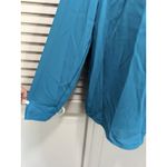 Laura Scott Turquoise Chiffon Pleated Long Sleeve Button Up Blouse Size Large Photo 3