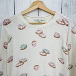 LC Lauren Conrad MEDIUM Pink Cream Donut Crop Knit Sweater Long Sleeve Beaded Photo 2