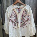 Sundance Cream Blouse with Floral Embroidery White Size XS Photo 1