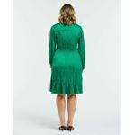 Estelle Green Satin Pleated Midi Dress Long Sleeve Smocked Waist Plus Size 1X‎ Photo 3