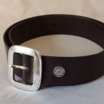 Calvin Klein Vintage Brown Leather Western Belt Silver Buckle Photo 0