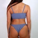 Boutique Blue and white Checkered side-tie bikini bottoms Photo 1